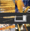 Stainless Steel Spiral Potato Slicer creating uniform spirals for delicious potato snacks.