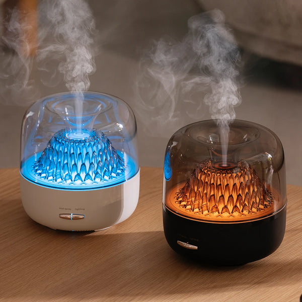 400ml Ultrasonic Essential Oil Diffuser with Remote Control emitting soothing mist in blue and orange colors.