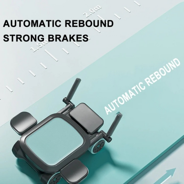 Four-Wheel Abdominal Roller with Elbow Support showing automatic rebound and strong brakes features.