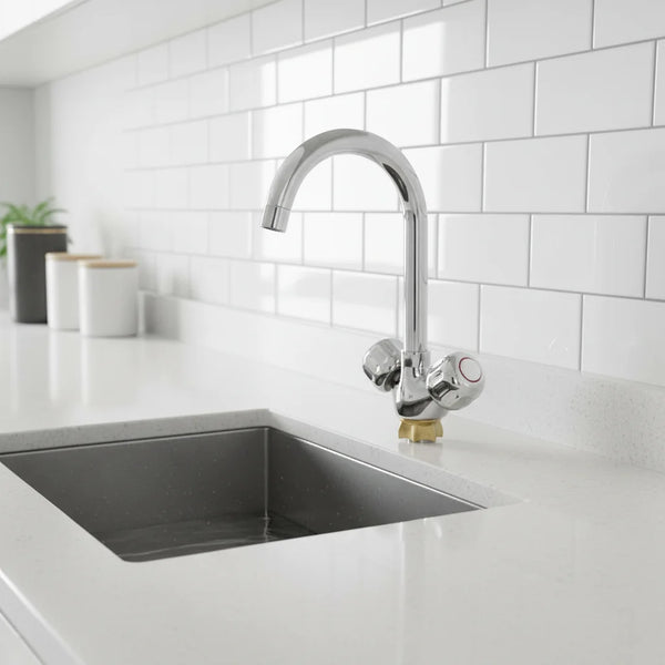 Dual Handle Chrome Kitchen Sink Mixer Tap