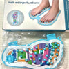 Acupressure Foot Massage Mat in use, showing foot on the mat's stimulating surface for relaxation and tension relief.
