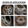Scope of application for Homonth Fast-Acting Wheel & Rim Cleaner showing various wheel conditions like dirt, corrosion, and rust.