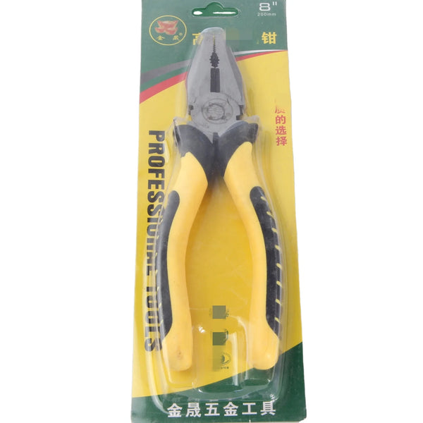 Professional 200mm Combination Steel Wire Pliers in packaging showcasing its durable design and comfy grip.