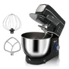 1400W Multifunction Stand Mixer with Meat Grinder featuring stainless steel bowl and mixing attachments.
