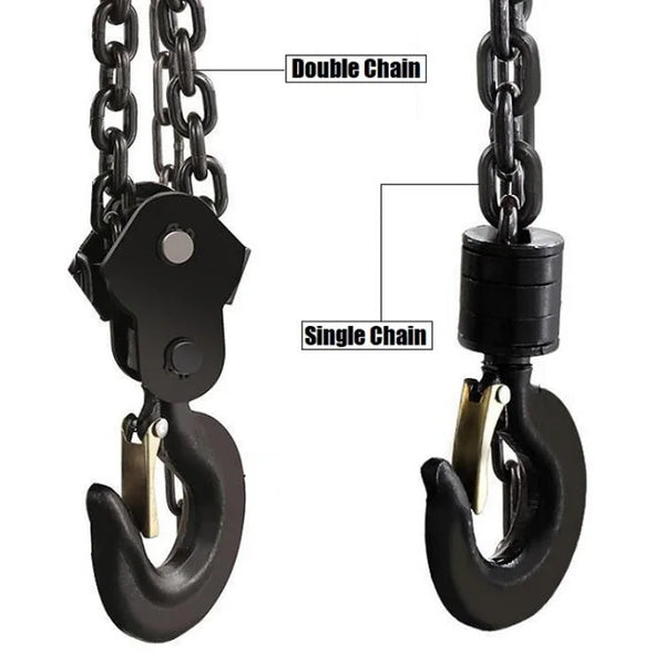 European Hook Manual Chain Hoist featuring double and single chain designs for versatile lifting solutions.