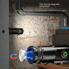 Ultra Bright Strong Magnet USB-C Rechargeable Flashlight demonstrating strong magnetic attraction on a wall surface.