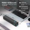 Portable Wireless Thermal Printer dimensions and features with labels for power key, USB interface, and open key.