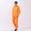 Safety Reflective Work Rain Coat worn by a model in bright orange, showcasing waterproof and reflective features.