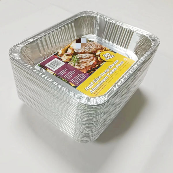 3100ml Aluminium Foil Roasting Tray stacked in a set, ideal for baking and food transport.