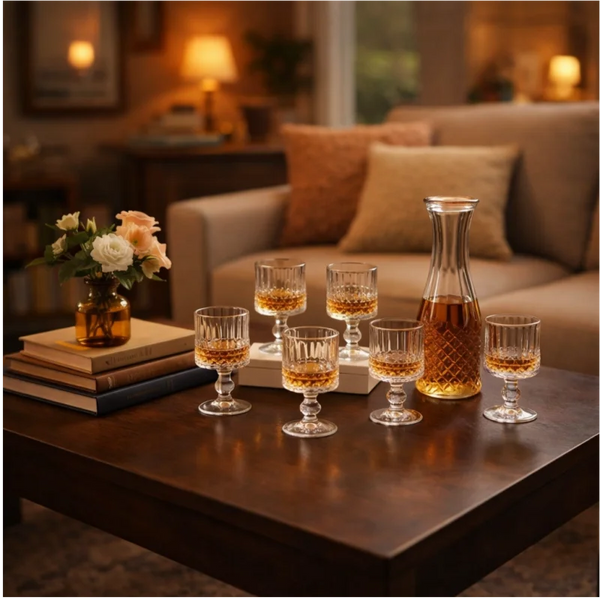 7-Piece Diamond Pattern Glass Water Set