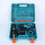 10mm Cordless Impact Drill and Driver Tool Kit with accessories in a blue case, showcasing drill, bits, and batteries.
