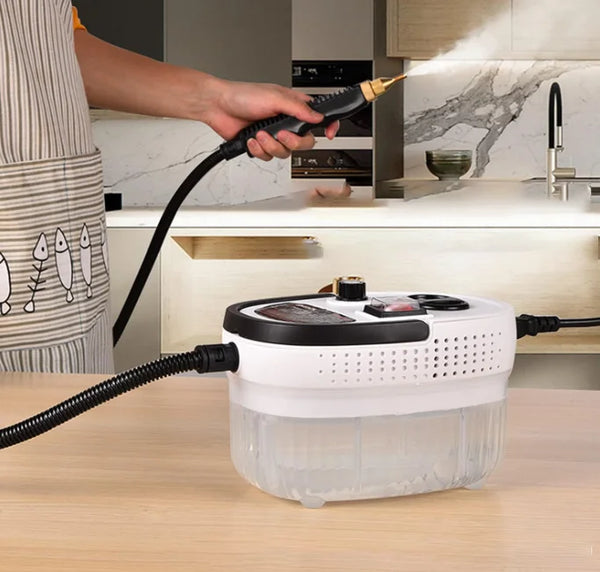 High Temperature 2500W Steam Cleaning Machine in use for deep cleaning kitchen surfaces.