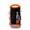 37 Piece CRV Precision Ratchet Screwdriver Bit Set in a clear case with bits and ratchet handle for DIY projects.