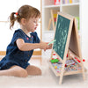 Young girl drawing on a Wooden Double-Sided Drawing Blackboard & Whiteboard, promoting creativity and learning.