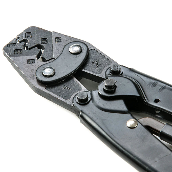 1.25-16mm Ratchet Crimping Plier Tool showing the crimping head and adjustment features for electrical connections.