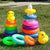 Rainbow Duck Stacking Tower Toy with colorful rings and a cheerful yellow duck for sensory play.