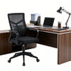 Mesh Office Chair with Lumbar Support and Adjustable Height in a modern office setting with desk and laptop.