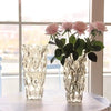 Round Point Textured Glass Vase with Wavy Rim