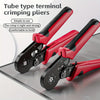 Mini Multi Cord End Hand Insulated Crimping Tool with red and black handles for reliable wire finishing.