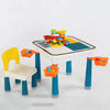Table Two Chair Set for Toddlers & Kids featuring a play table with building blocks and colorful chairs.