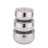 3pc Stainless Steel Food Container set stacked with transparent lids for meal prep and leftovers.