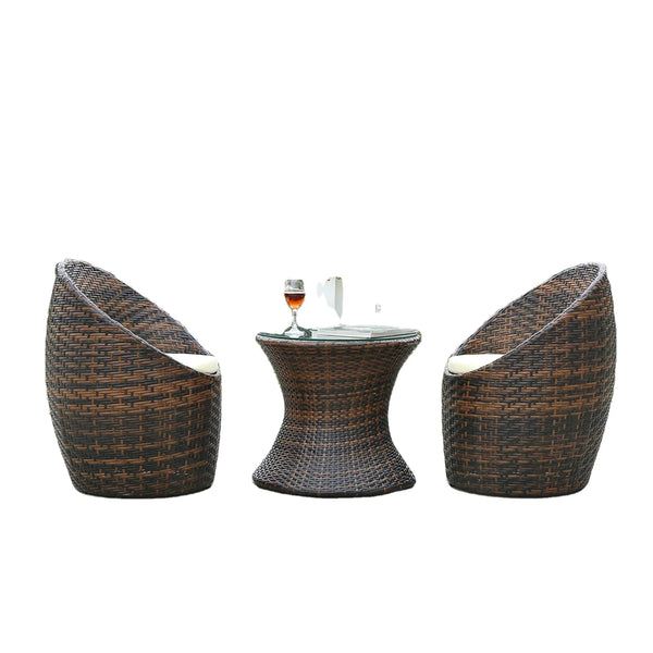 Garden Lounge Wicker Furniture Set featuring two stylish chairs and an elegant side table for outdoor relaxation.