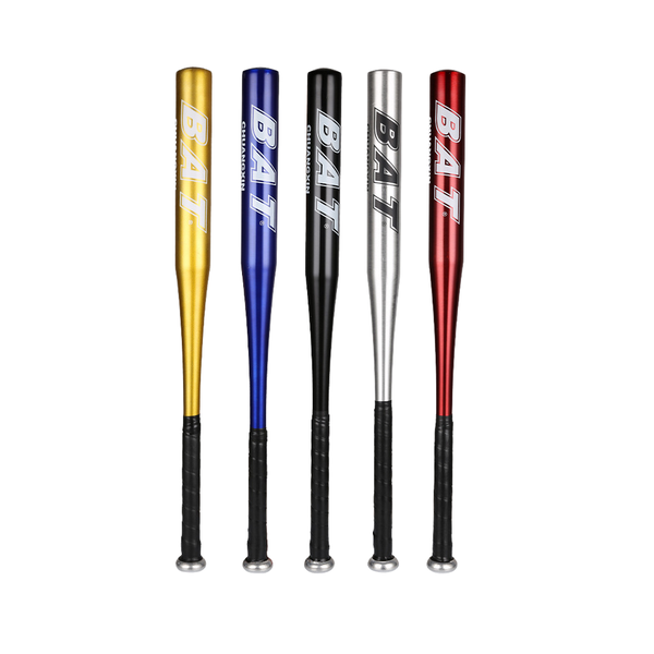 Aluminium Alloy 32'' Baseball Bat in various colors including gold, blue, silver, black, and red.