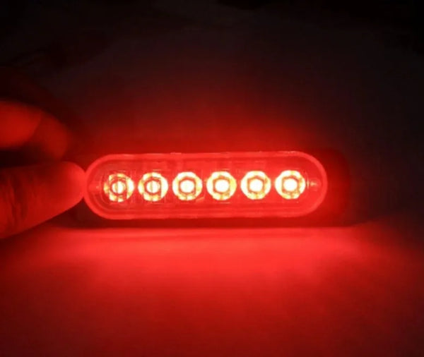 12V LED Traffic Warning Strobe Light Bar displaying bright red light, designed for high visibility and safety.