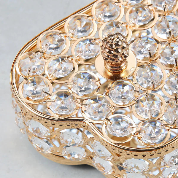 Close-up of the Vintage Crystal Metal European Love Princess Jewelry Box showcasing its intricate crystal design.