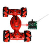 5-Way 2.4G RC Torsion Car Receiver Board connected to a red remote-controlled stunt car.