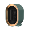 Portable PTC Electric Fan Heater in green and gold design, perfect for warming personal workspaces.
