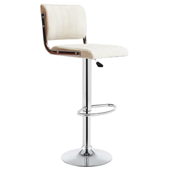 Adjustable Swivel Bar Stool with PU Leather Seat featuring a sleek chrome base and comfortable padded seat.