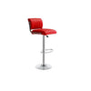 Adjustable Swivel Bar Stool with PU Leather Seat in vibrant red color and chrome base, perfect for modern kitchens and bars.