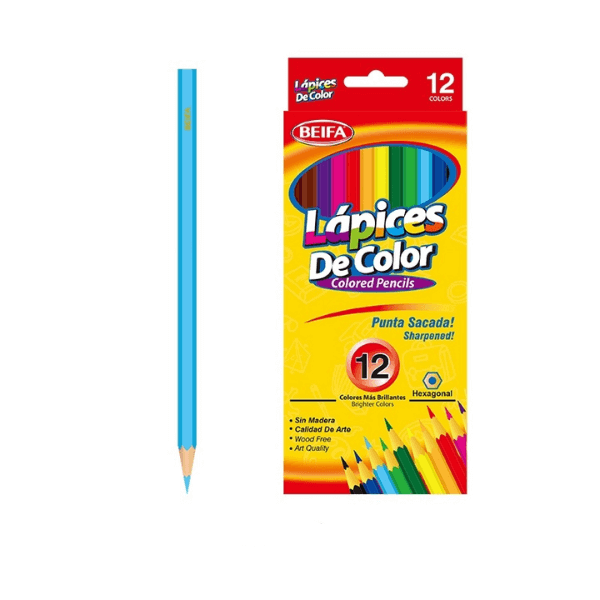 Perfect Dealz Hexagonal Colour Pencil Set 12 Vibrant Shades