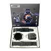AH19 Smart Connected Watch with Wireless Earphones in packaging with earbuds and additional straps.