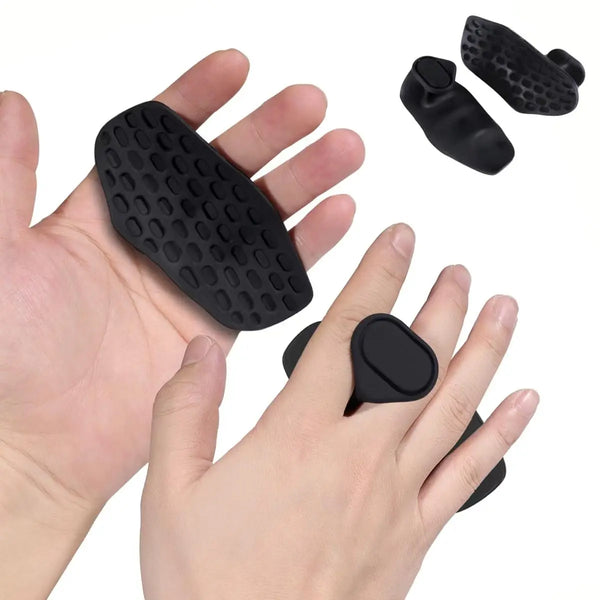 Ergonomic Anti-Slip Rubber Workout Grips enhancing grip during workouts, placed on hands for demonstration.