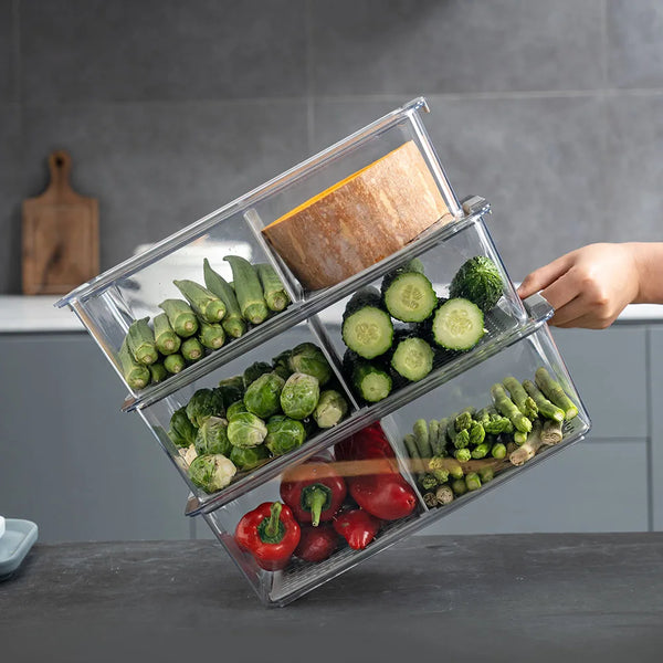 Two-Compartment Fruit & Vegetable Storage Box