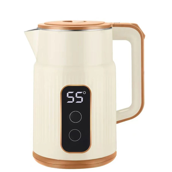 1.8L Stainless Steel Hot Water Kettle with temperature display and modern design.