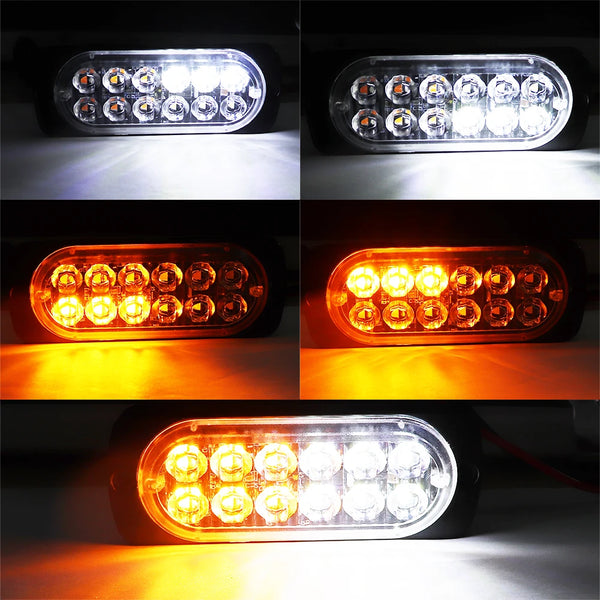 12 LED Super Bright 12-24V LED Light Bar showcasing different lighting modes and color options.