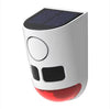 Solar Garden Light Motion Sensor Alarm with solar panel, motion detector, and flashing red light for perimeter security.