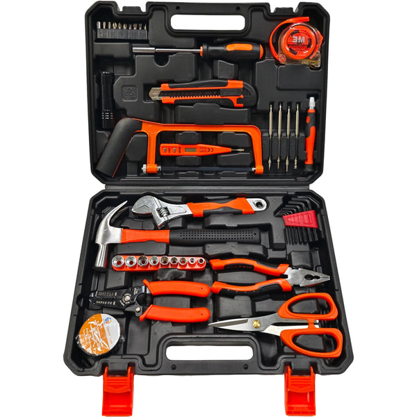 Multi-Function Household Combination Set with tools in a storage case for home improvement and organization.