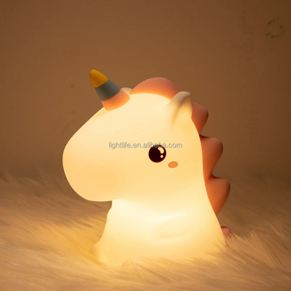 Kids Gifts LED Touch Sensor Baby Night Light shaped like a unicorn, providing soft illumination for kids' rooms.