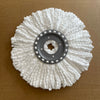 360 Degree Rotating Mop Head Replacement with white mop fibers and gray center, designed for seamless cleaning.