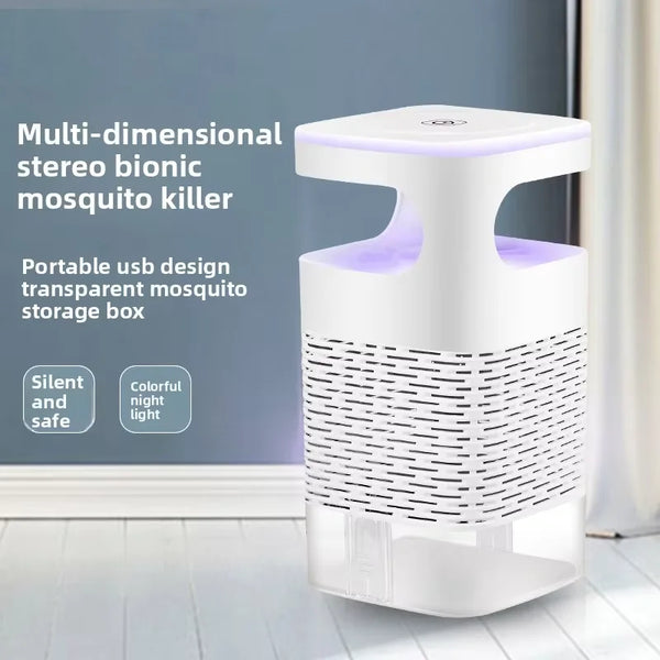 Portable USB Photocatalyst Mosquito Repeller LED Light with multi-dimensional design and UV attraction.