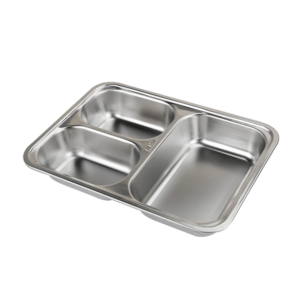 SUS304 Stainless Steel 3 Compartment Food Tray showcasing its durable and sleek design.