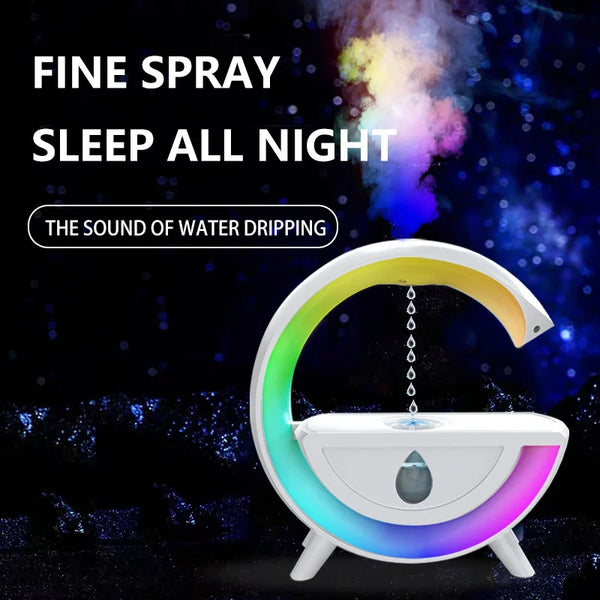 G-Shape 5W Bluetooth Speaker with Humidifier & RGB Lighting, featuring fine mist spray and ambient lighting.