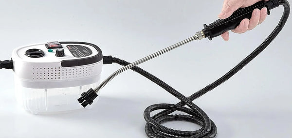 High Temperature 2500W Steam Cleaning Machine with hose and nozzle for efficient cleaning.