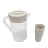 2L Cold Water Dispenser with Faucet and Cups alongside four white cups, perfect for serving chilled beverages.