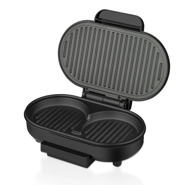 Home Mini Panini Sandwich Machine open, showing non-stick grilling plates for easy sandwich preparation.