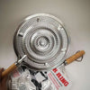 Double-Layer Iron Silver Anti-Hot Heat Diffuser with wooden handle, designed for even heat distribution and safety.